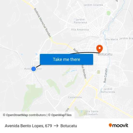 Avenida Bento Lopes, 679 to Botucatu map