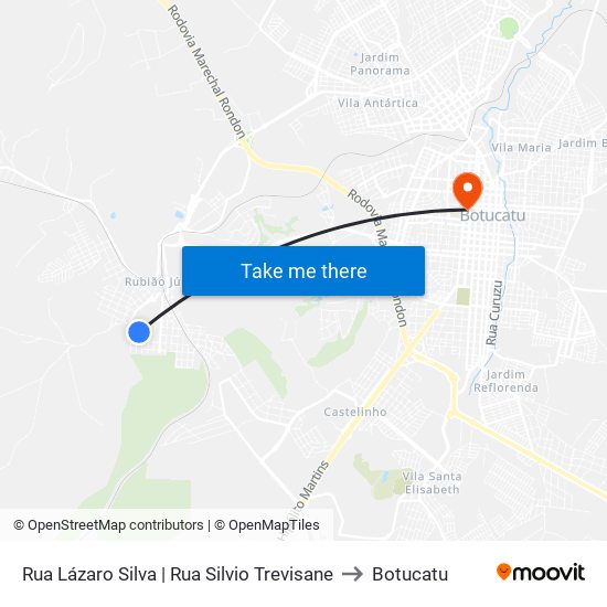 Rua Lázaro Silva | Rua Silvio Trevisane to Botucatu map