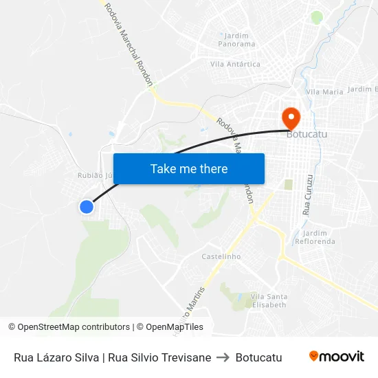 Rua Lázaro Silva | Rua Silvio Trevisane to Botucatu map