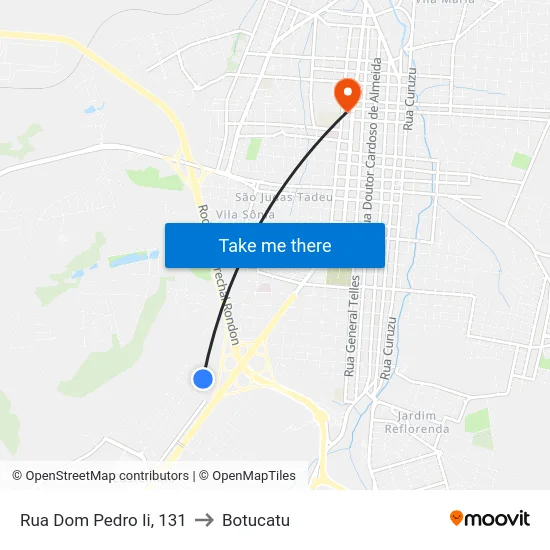Rua Dom Pedro Ii, 131 to Botucatu map