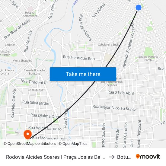 Rodovia Alcides Soares | Praça Josias De Paiva Pinheiro to Botucatu map