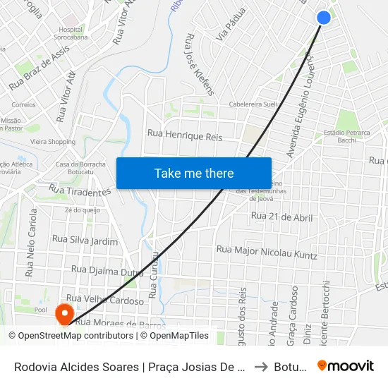 Rodovia Alcides Soares | Praça Josias De Paiva Pinheiro to Botucatu map