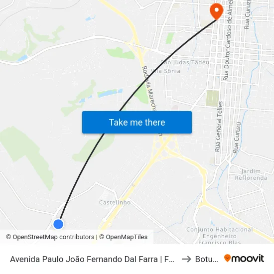 Avenida Paulo João Fernando Dal Farra | Fórum Da Comarca to Botucatu map