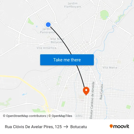 Rua Clóvis De Avelar Píres, 125 to Botucatu map