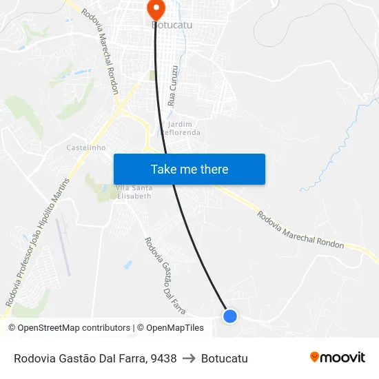 Rodovia Gastão Dal Farra, 9438 to Botucatu map