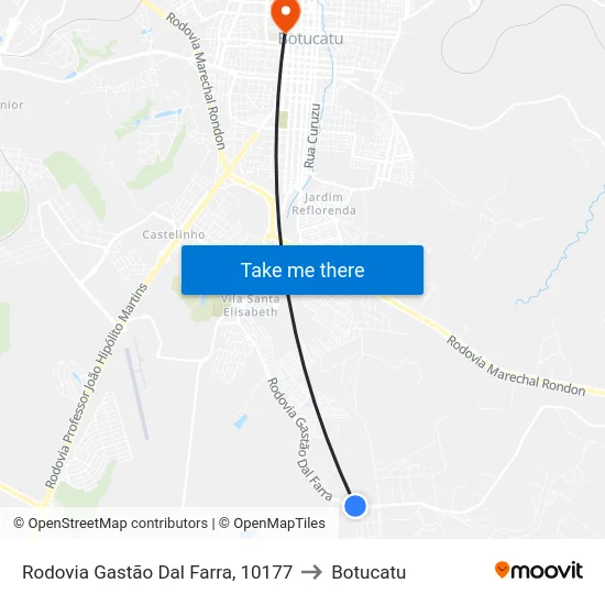 Rodovia Gastão Dal Farra, 10177 to Botucatu map