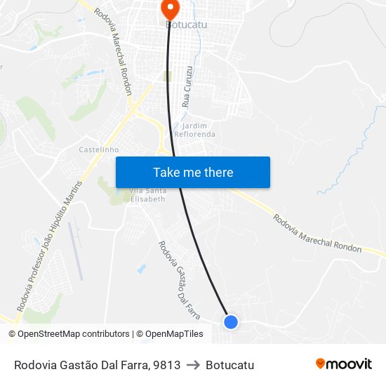 Rodovia Gastão Dal Farra, 9813 to Botucatu map