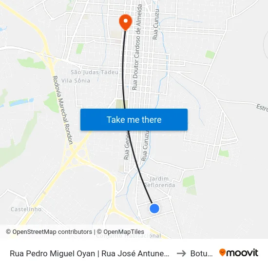 Rua Pedro Miguel Oyan | Rua José Antunes Filhoinhão, 281 to Botucatu map