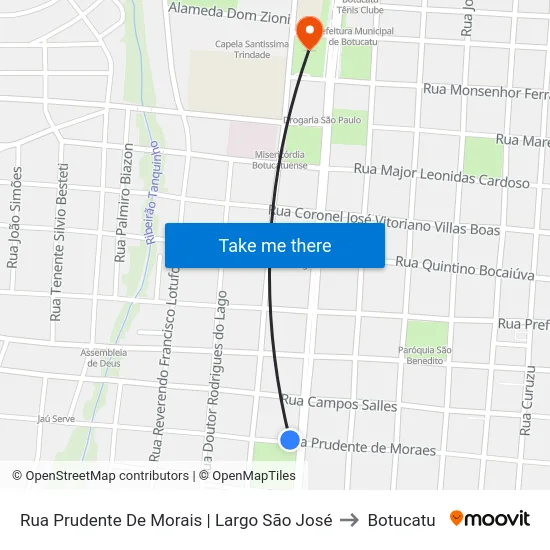 Rua Prudente De Morais | Largo São José to Botucatu map