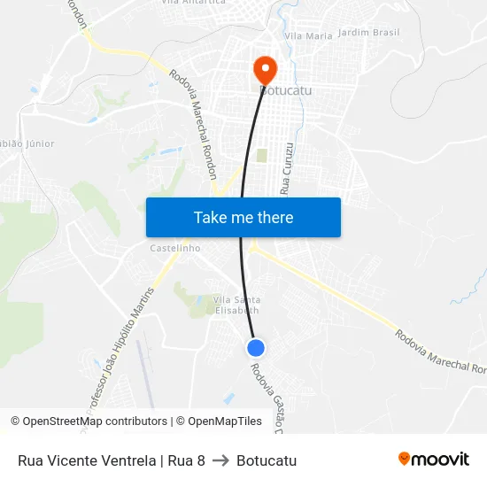 Rua Vicente Ventrela | Rua 8 to Botucatu map