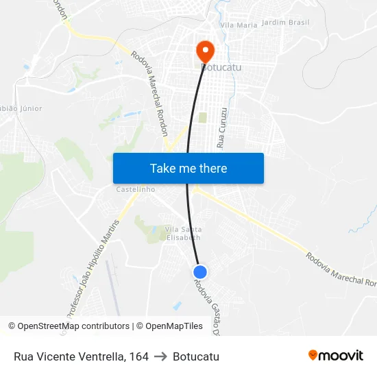 Rua Vicente Ventrella, 164 to Botucatu map