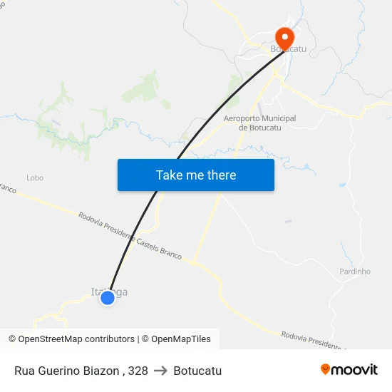Rua Guerino Biazon , 328 to Botucatu map