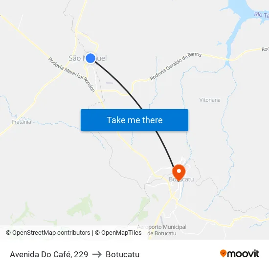 Avenida Do Café, 229 to Botucatu map
