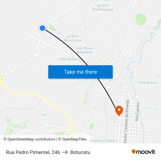 Rua Pedro Pimentel, 246 to Botucatu map