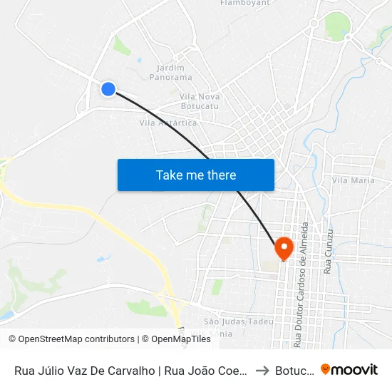Rua Júlio Vaz De Carvalho | Rua João Coelho Da Silva to Botucatu map