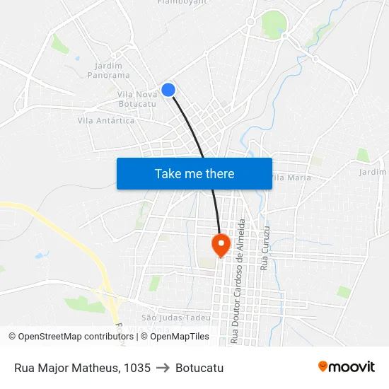 Rua Major Matheus, 1035 to Botucatu map