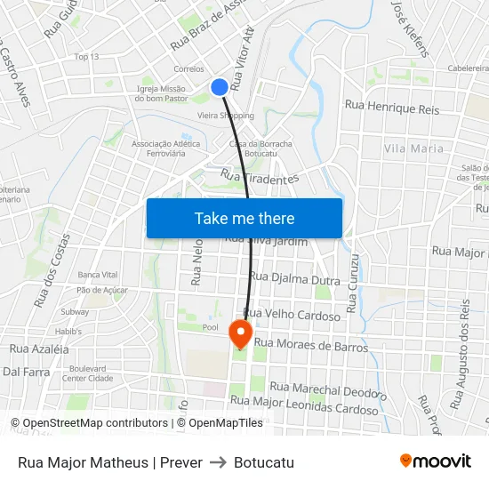 Rua Major Matheus | Prever to Botucatu map