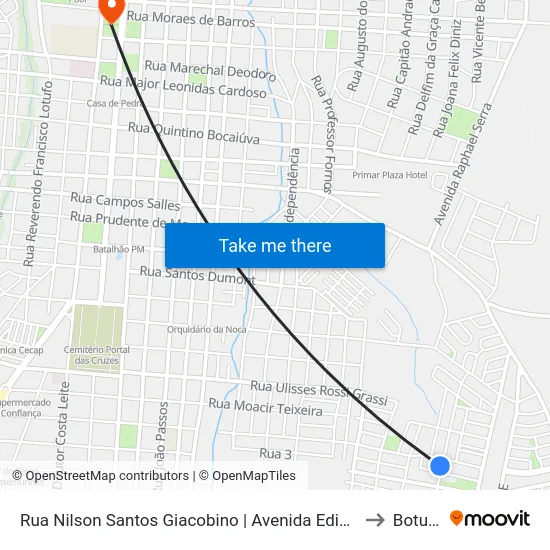 Rua Nilson Santos Giacobino | Avenida Ediberto Roque Sforsin to Botucatu map