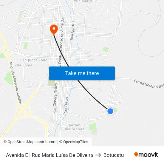 Avenida E | Rua Maria Luísa De Oliveira to Botucatu map