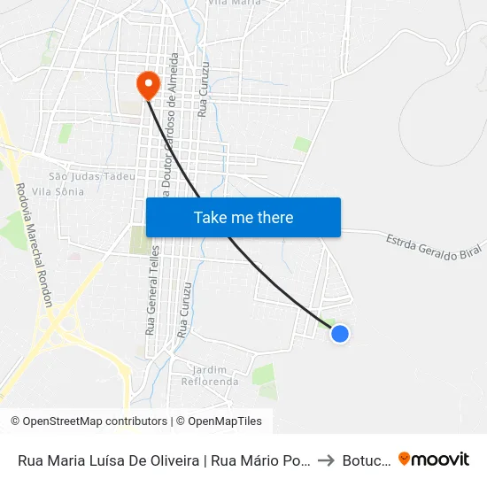 Rua Maria Luísa De Oliveira | Rua Mário Pontes Arruda to Botucatu map