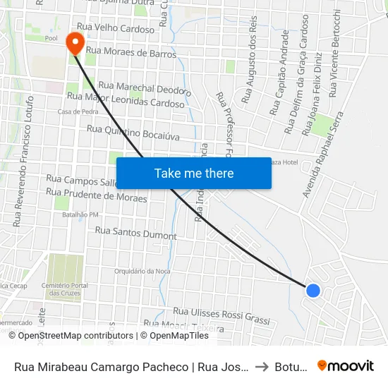 Rua Mirabeau Camargo Pacheco | Rua José Moreira Leite to Botucatu map