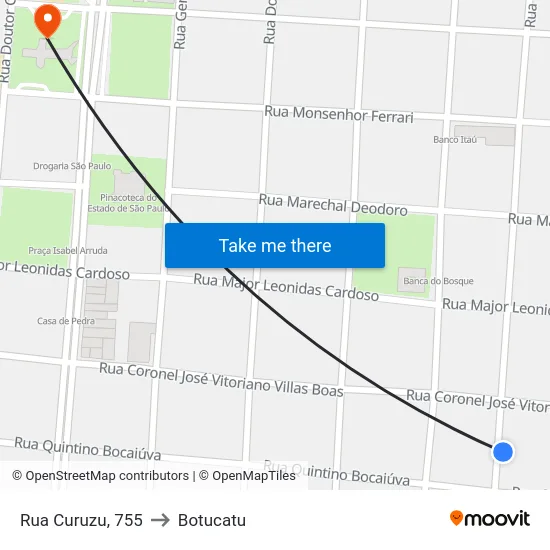 Rua Curuzu, 755 to Botucatu map