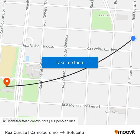 Rua Curuzu | Camelódromo to Botucatu map