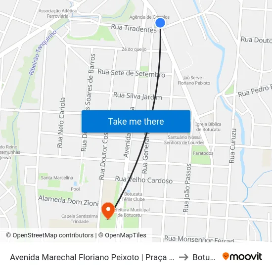 Avenida Marechal Floriano Peixoto | Praça Anita Garibaldi to Botucatu map