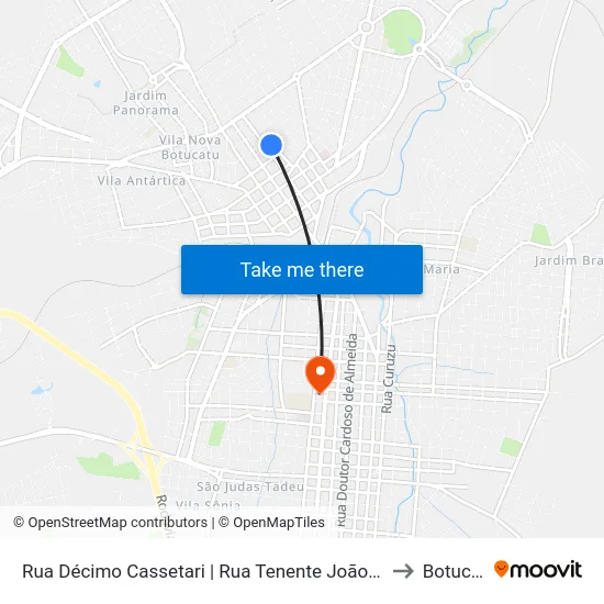 Rua Décimo Cassetari | Rua Tenente João Francisco to Botucatu map