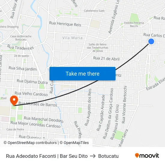 Rua Adeodato Faconti | Bar Seu Dito to Botucatu map