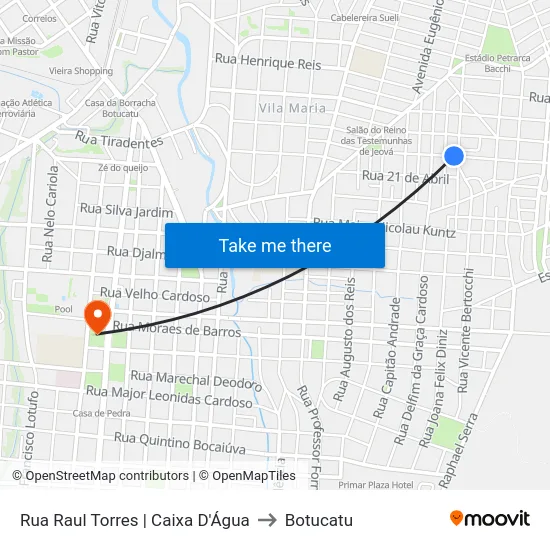 Rua Raul Torres | Caixa D'Água to Botucatu map