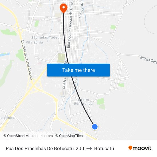 Rua Dos Pracinhas De Botucatu, 200 to Botucatu map