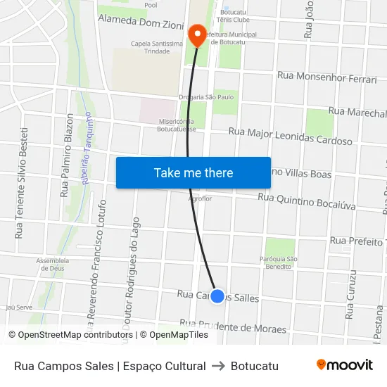 Rua Campos Sales | Espaço Cultural to Botucatu map