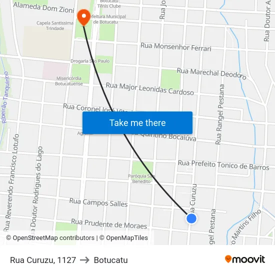 Rua Curuzu, 1127 to Botucatu map