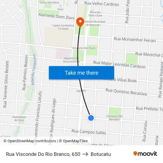 Rua Visconde Do Rio Branco, 650 to Botucatu map