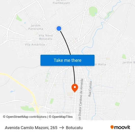 Avenida Camilo Mazoni, 265 to Botucatu map