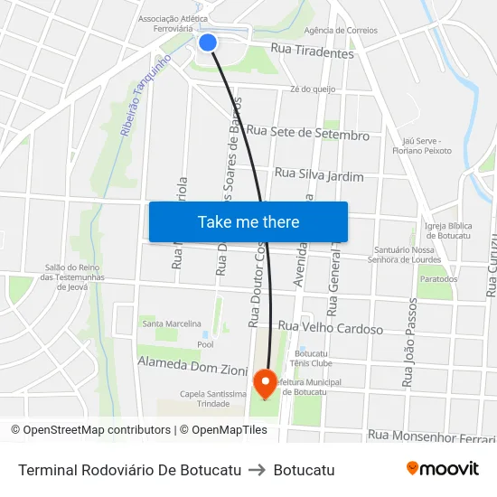 Terminal Rodoviário De Botucatu to Botucatu map