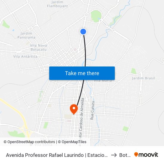 Avenida Professor Rafael Laurindo | Estacionamento Supermercado Central to Botucatu map