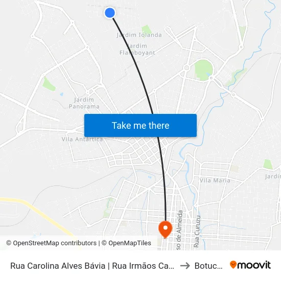 Rua Carolina Alves Bávia | Rua Irmãos Cassetari to Botucatu map