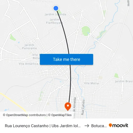 Rua Lourenço Castanho | Ubs Jardim Iolanda to Botucatu map