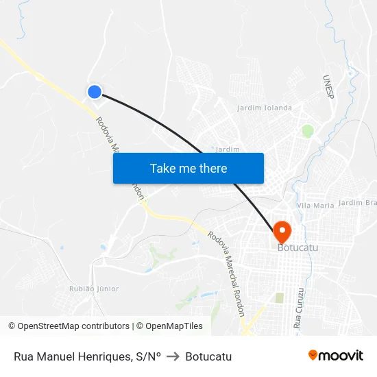 Rua Manuel Henriques, S/Nº to Botucatu map