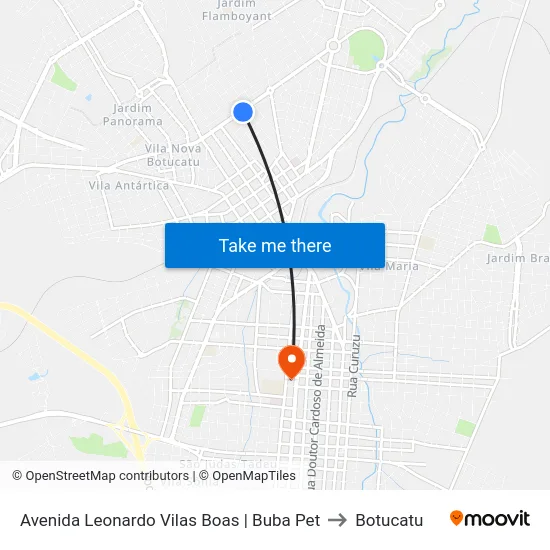Avenida Leonardo Vilas Boas | Buba Pet to Botucatu map