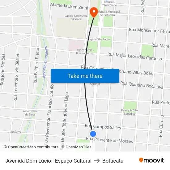 Avenida Dom Lúcio | Espaço Cultural to Botucatu map