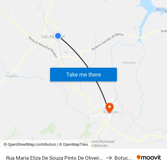 Rua Maria Eliza De Souza Pinto De Oliveira, 20 to Botucatu map