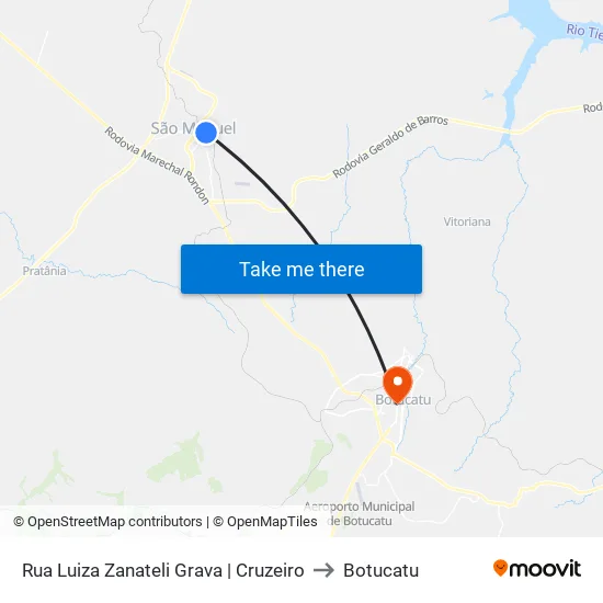 Rua Luiza Zanateli Grava | Cruzeiro to Botucatu map
