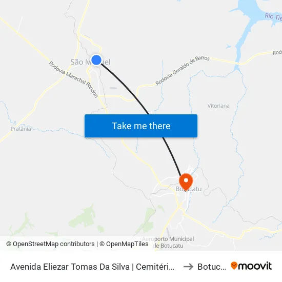 Avenida Eliezar Tomas Da Silva | Cemitério Municipal to Botucatu map