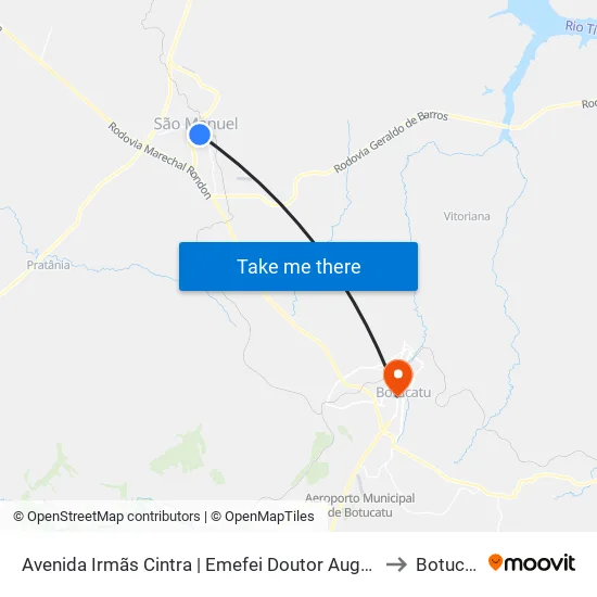 Avenida Irmãs Cintra | Emefei Doutor Augusto Reis to Botucatu map