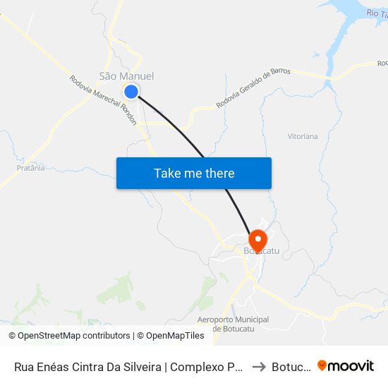 Rua Enéas Cintra Da Silveira | Complexo Poliesportivo to Botucatu map