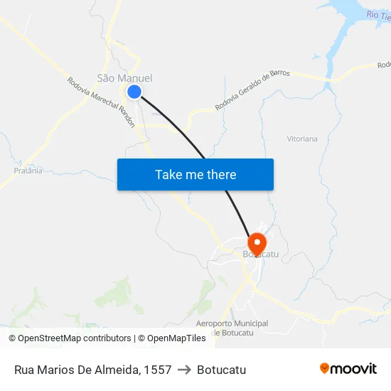 Rua Marios De Almeida, S/N to Botucatu map