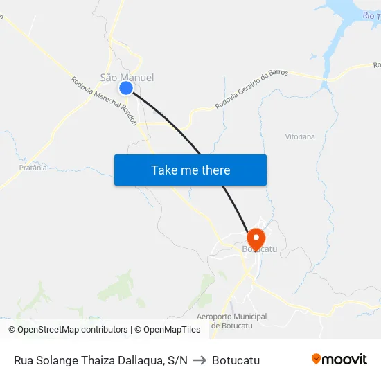 Rua Solange Thaiza Dallaqua, S/N to Botucatu map